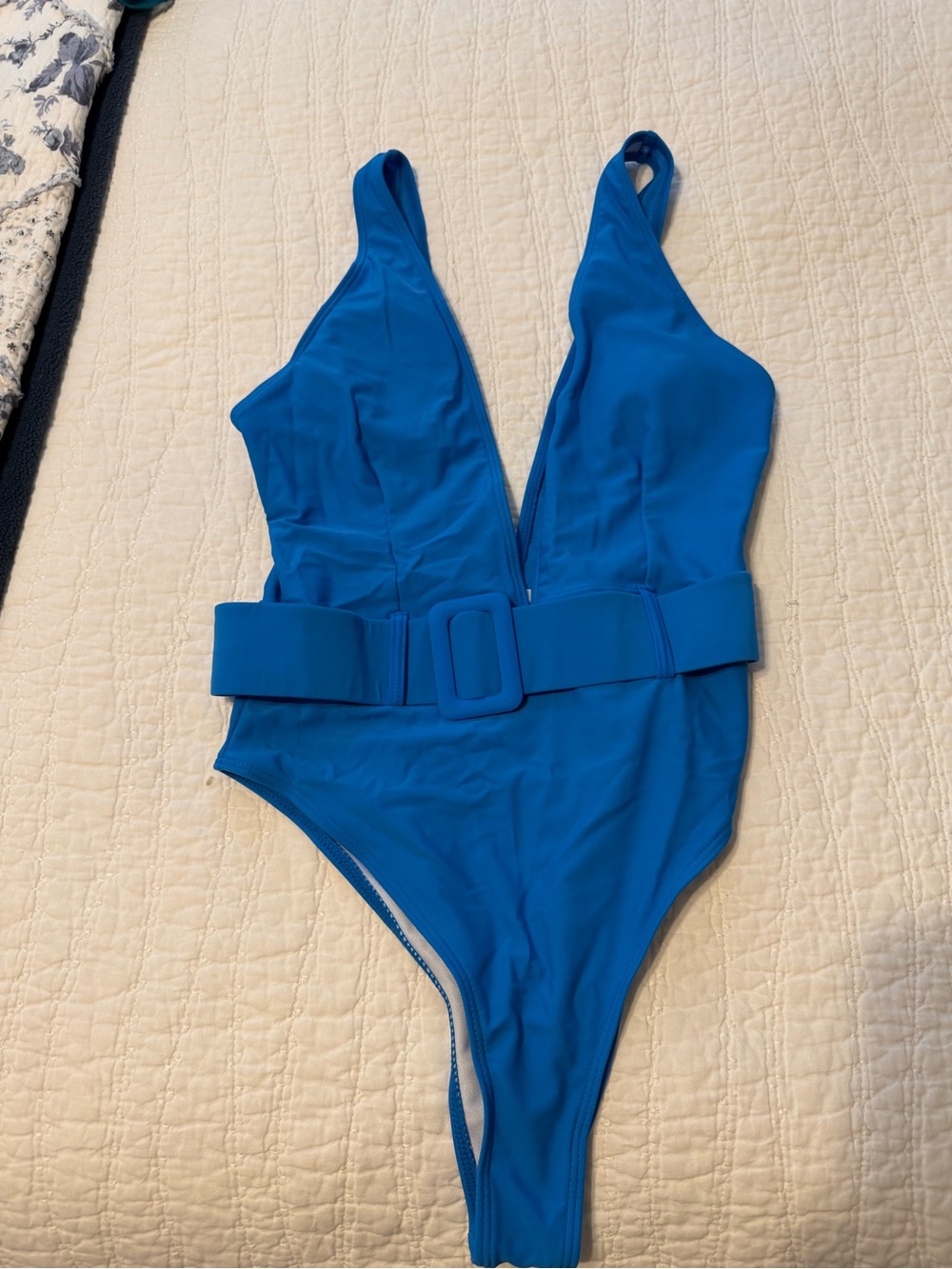 Amazon Royal Blue One-Piece Swimsuit with Wide Belt